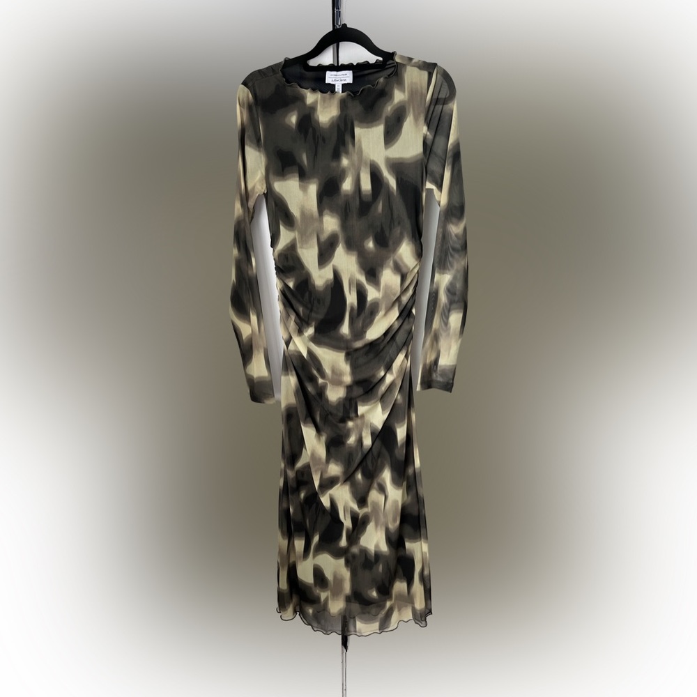 & Other Stories Ruched Frilled Edge Mesh Dress